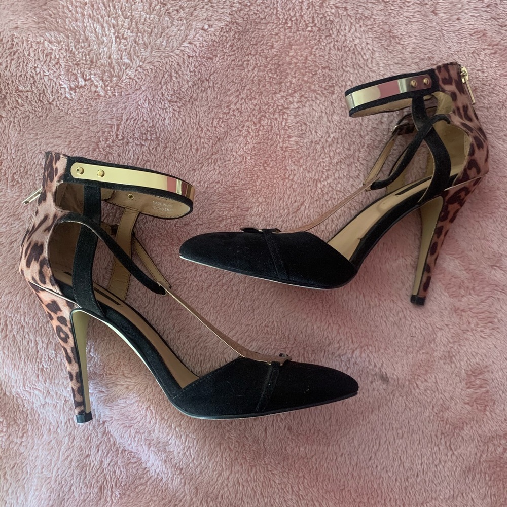 Forever 21 black/cheetah print heels